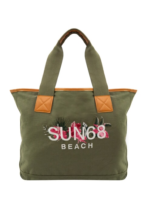 SUN68 LOGO BEACH Borsa mare in canvas militare - Borse Donna