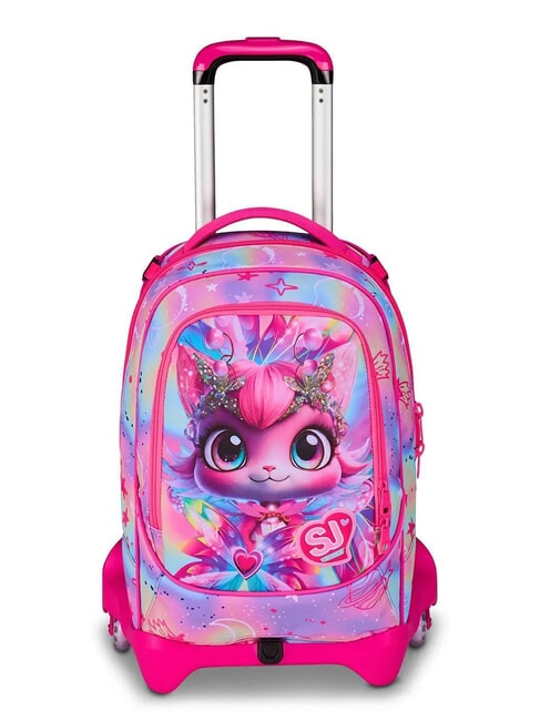 SJGANG CAT LED Zaino trolley sganciabile 3 ruote fuxiafluo - Zaini con carrello