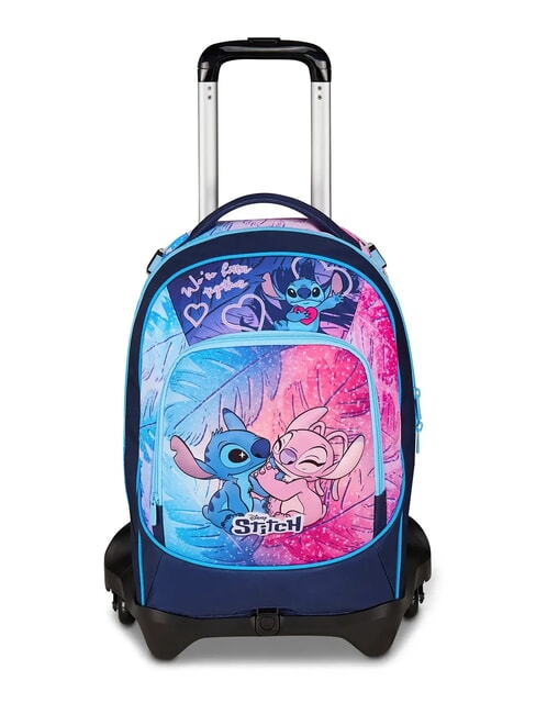 LILO & STITCH CUTE AND FLUFFY Zaino trolley sganciabile 3 ruote blue marine - Zaini con carrello