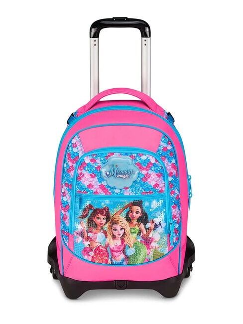 MERMAID M. FEVER Zaino trolley sganciabile 3 ruote turchese fluo - Zaini con carrello