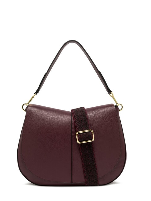 GIANNI CHIARINI HELENA ROUND Borsa in pelle con tracolla in tessuto wine berry - Borse Donna