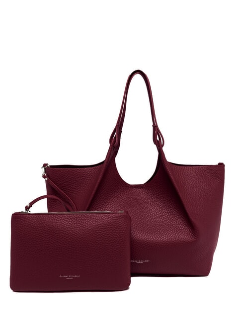 GIANNI CHIARINI DUA Borsa a spalla grande in pelle wine berry-t.moro - Borse Donna