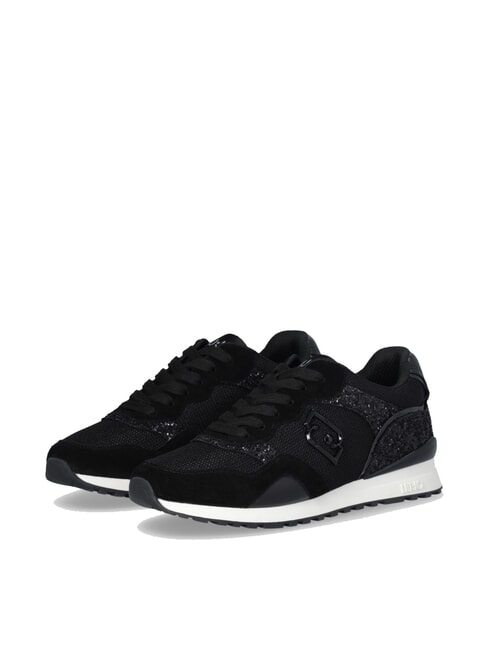 LIUJO MAXI WONDER LOW 02 Sneakers glitter e mesh nero - Scarpe Donna