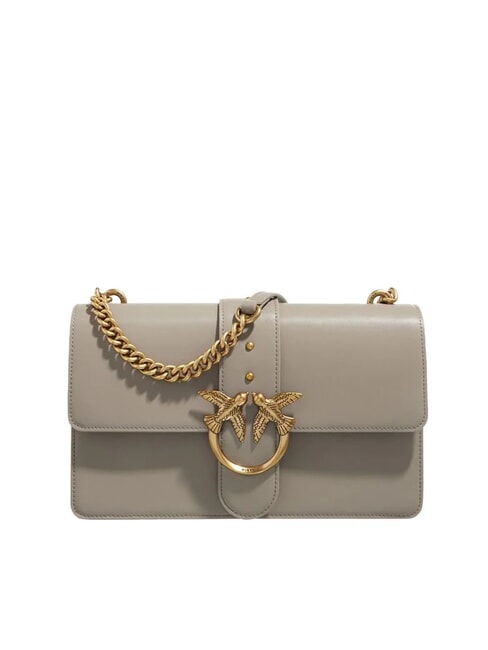 PINKO LOVE ONE CLASSIC Borsa in pelle a tracolla con flap noce-antique gold - Borse Donna