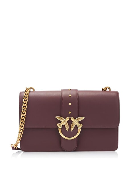 PINKO LOVE ONE CLASSIC Borsa in pelle a tracolla con flap ciocc. amaro-antique gold - Borse Donna