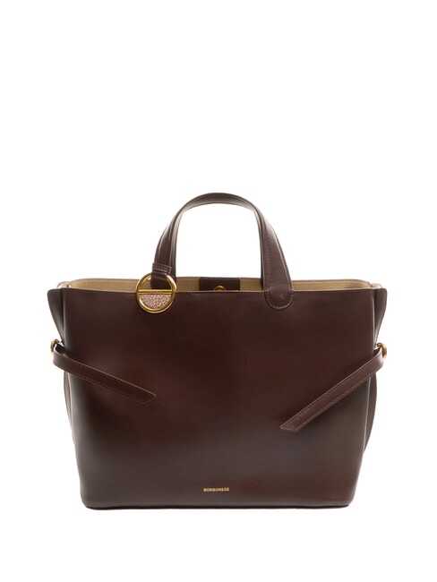 BORBONESE BRIDLE MEDIUM SHOPPER Borsa a mano in pelle nappata castano/mushroom - Borse Donna