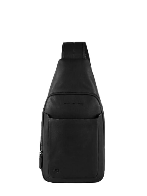 PIQUADRO BLACK SQUARE Borsello zaino monospalla pelle Nero - Zaini da lavoro porta PC