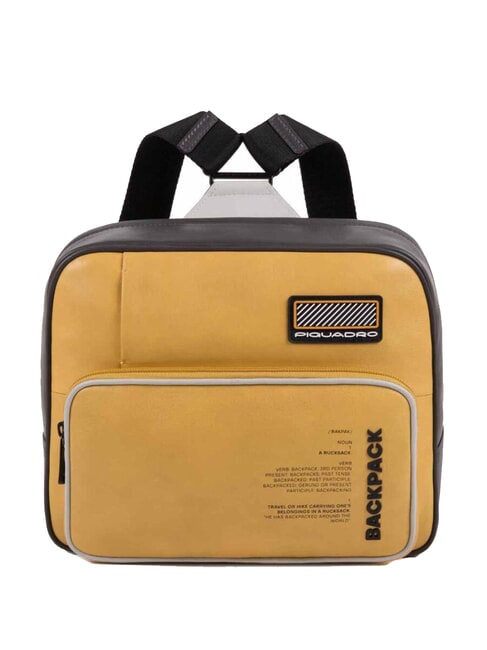 PIQUADRO ERMES Zaino piccolo in pelle, porta ipad 11 Giallo - Zaini da lavoro porta PC
