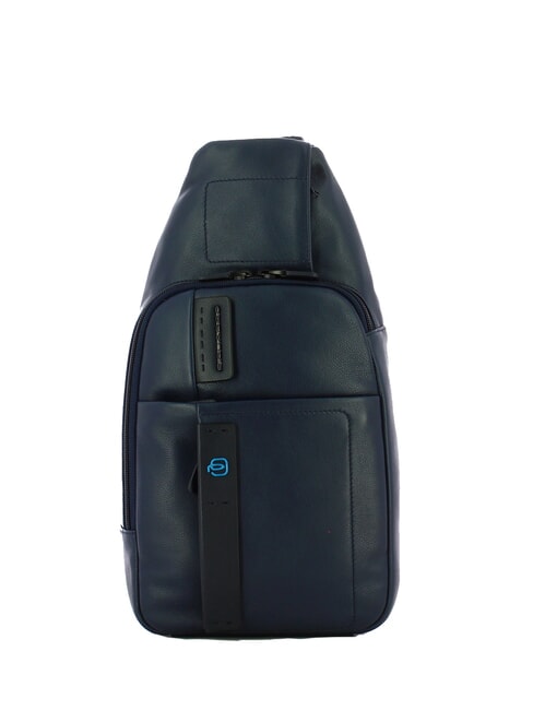 PIQUADRO PULSE  Zaino monospalla in pelle blu - Zaini da lavoro porta PC