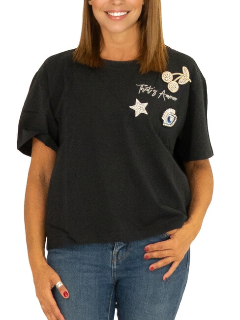 SUN68 BOXY T-Shirt in cotone nero - T-shirt e Top Donna