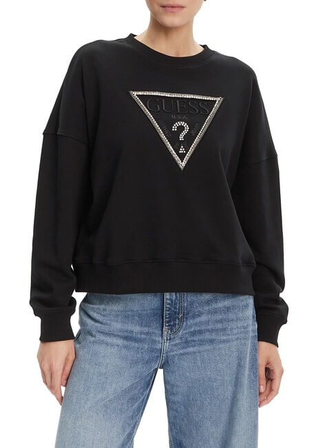 GUESS RACHELE TRIANGLE Felpa in cotone jetbla - Felpe Donna