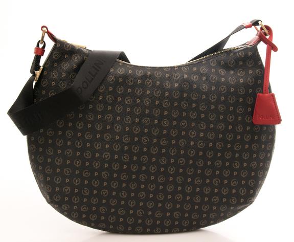 POLLINI Heritage Classic Borsa a spalla, con dettagli in pelle nero lacca - Borse Donna