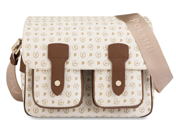 POLLINI HERITAGE CLASSIC Borsa messenger con tracolla avorio/marrone - Borse Donna