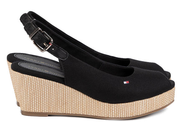 TOMMY HILFIGER ELBA Sandali con zeppa open toe NERO - Scarpe Donna