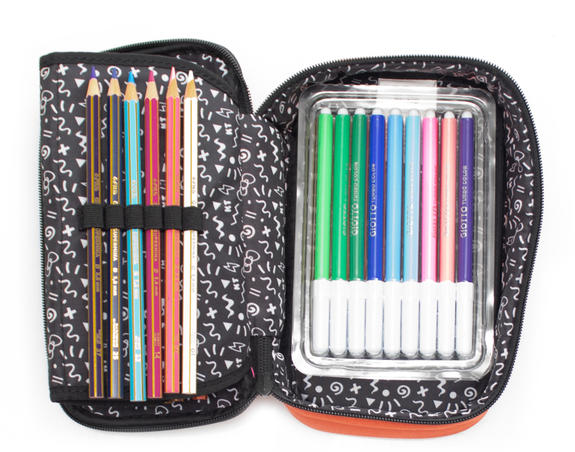 HELLO KITTY  Astuccio Pennarelli, Kit con tutto per la scuola! Nero - Astucci e Accessori