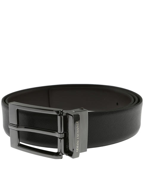 ARMANI EXCHANGE LOGO Cintura reversibile in pelle BLACK/DARK BROWN - Cinture