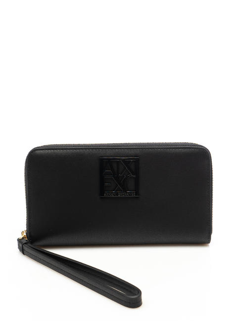 ARMANI EXCHANGE PORTAFOGLIO ZIP AROUND Con Polsierina Nero - Portafogli Donna